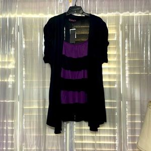 NWT Annabelle u.s.a ruched sleeve, tiered-front, jacketed tank, Size 3X